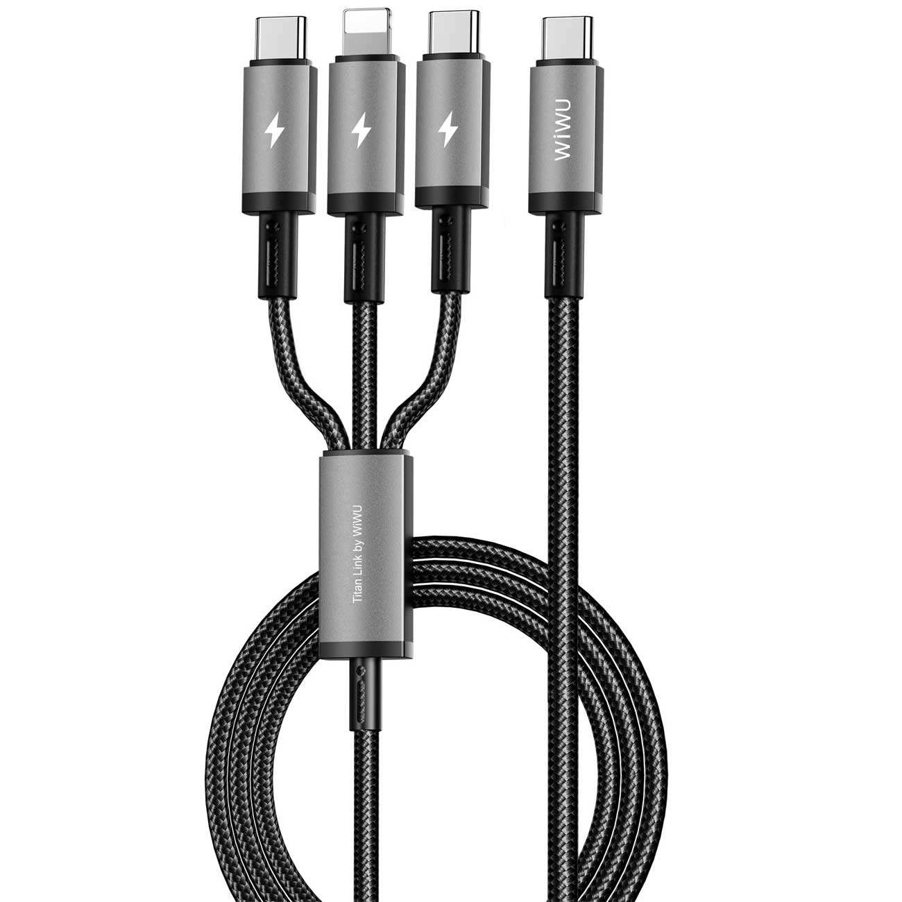 کابل شارژ چند سر تایپسی به تایپسی و لایتنینگ 60 وات 1.2 متری ویوو Wi-C060