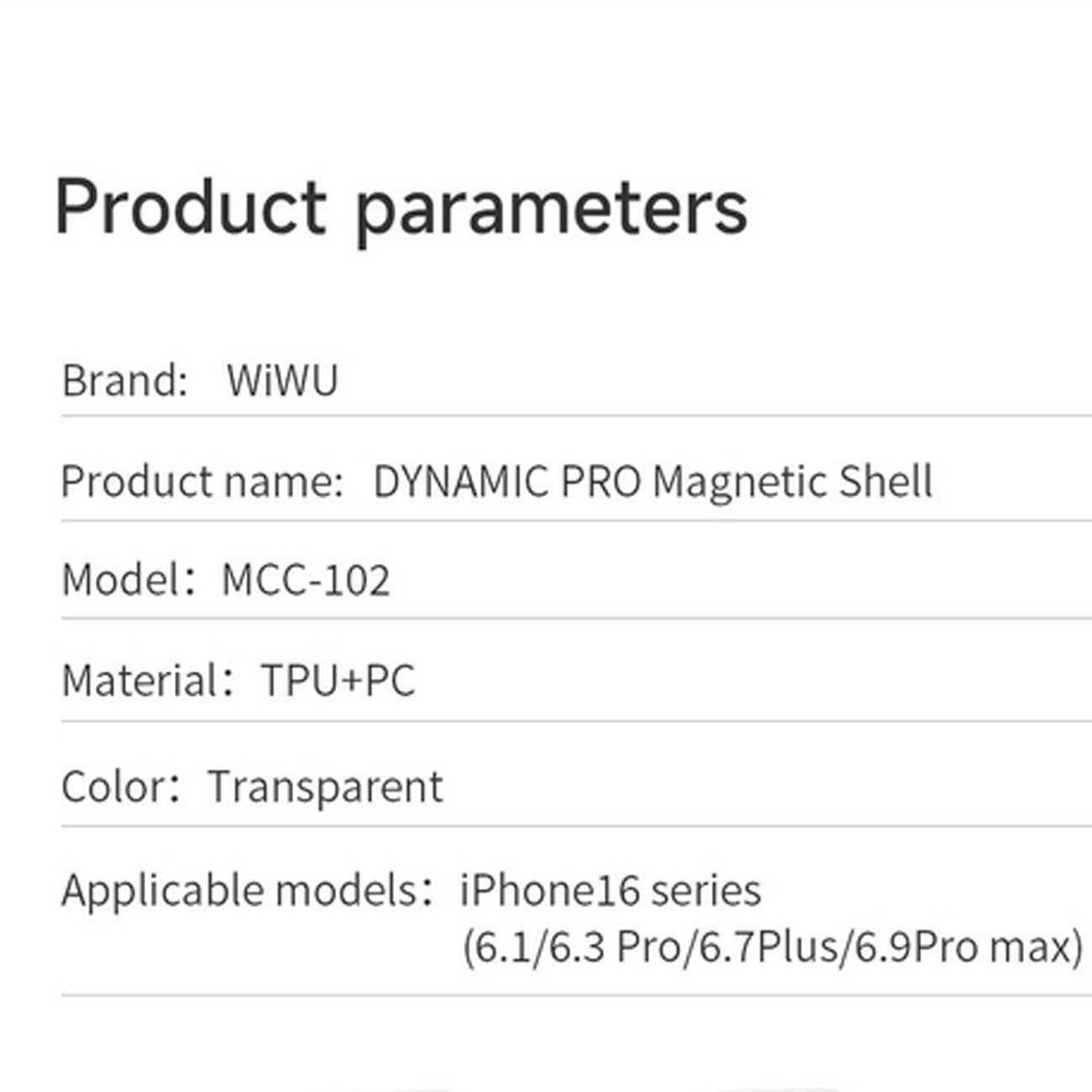 قاب مگسیف شفاف آیفون 16 پرومکس ویوو MCC-102
