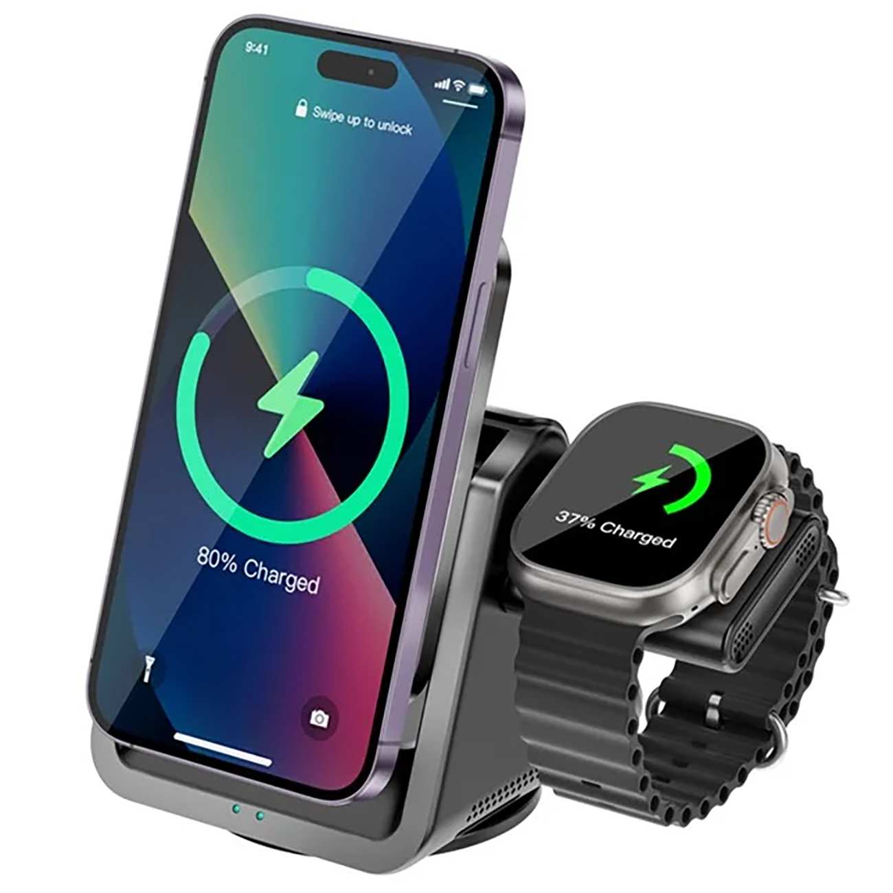 شارژر بی سیم رومیزی 15 وات گوشی، ایربادز و اپلواچ ویوو Wi-W018