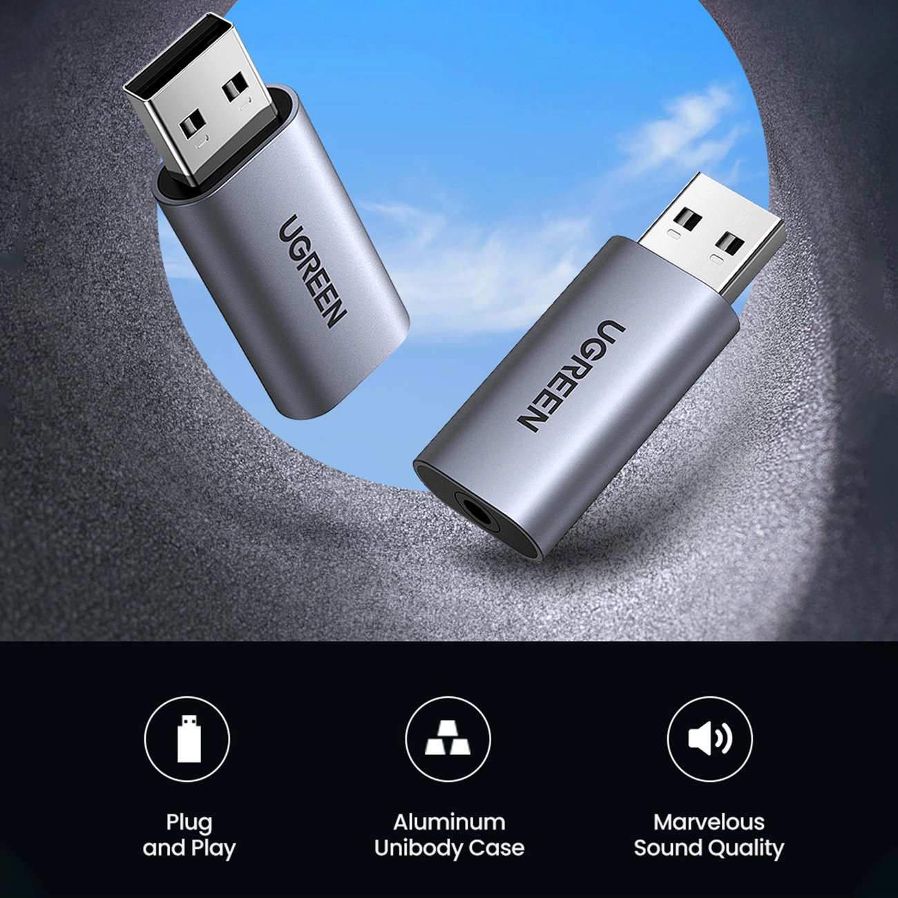 مبدل صدای USB به جک 3.5 میلی متری یوگرین CM383 80864