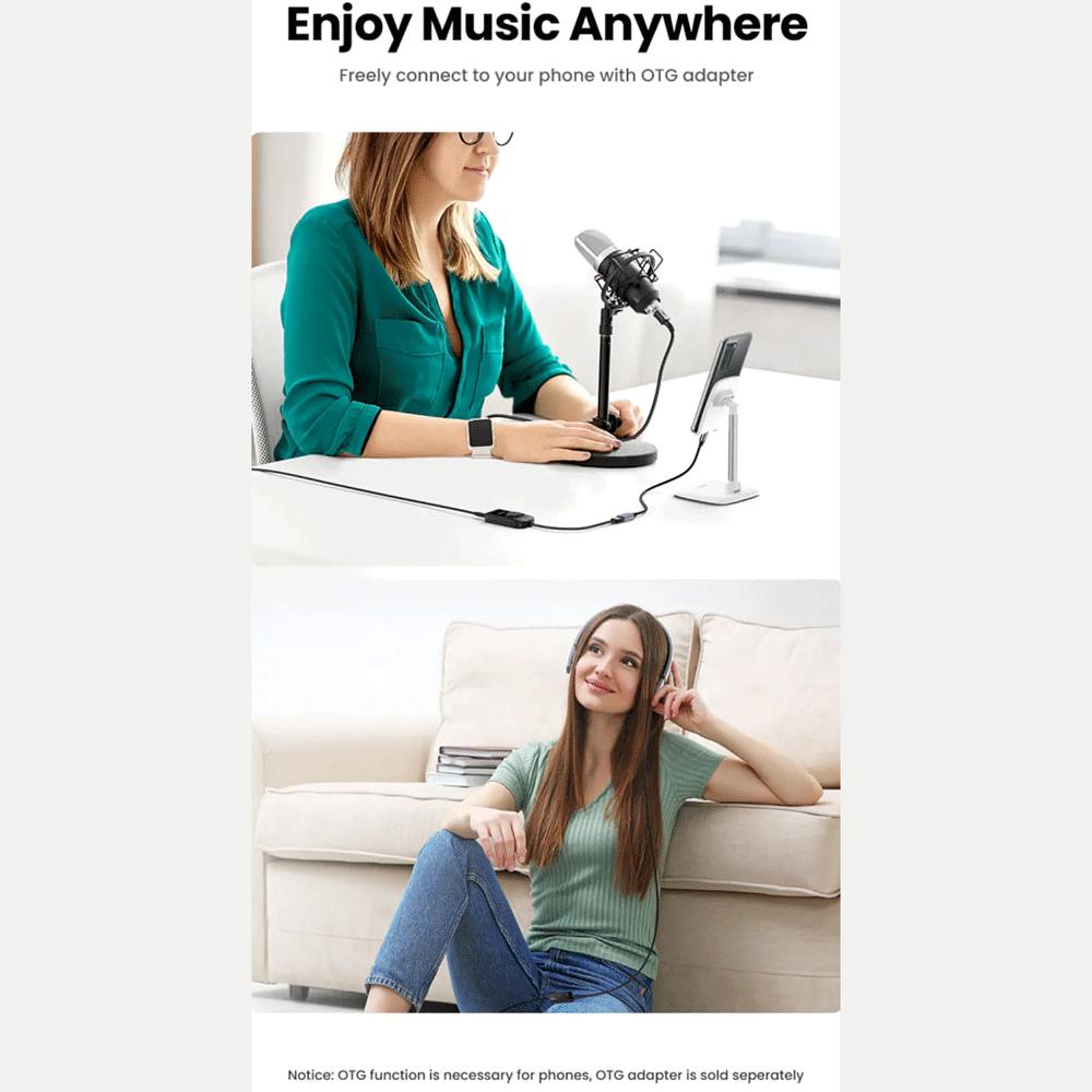 کارت صدا اکسترنال USB به جک 3.5 میلیمتر یوگرین با کابل 15 سانتیمتری CM129 40964