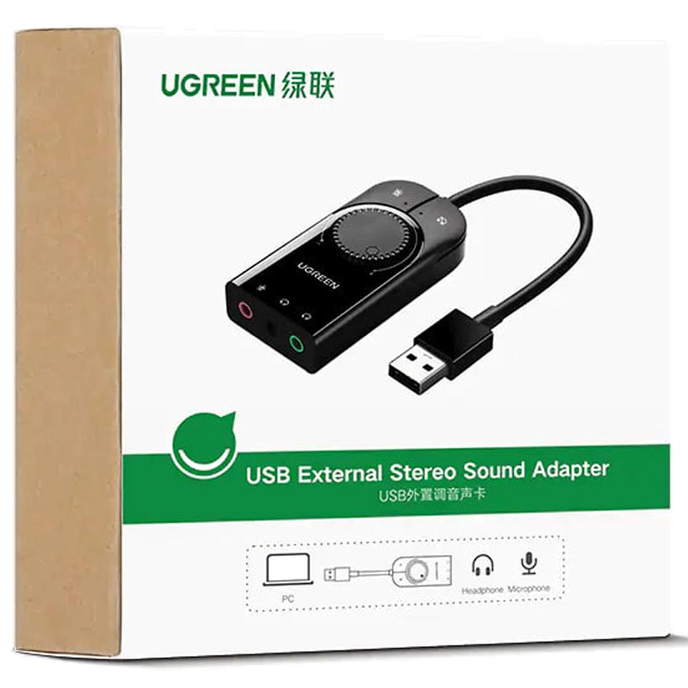 کارت صدا اکسترنال USB به جک 3.5 میلیمتر یوگرین با کابل 15 سانتیمتری CM129 40964