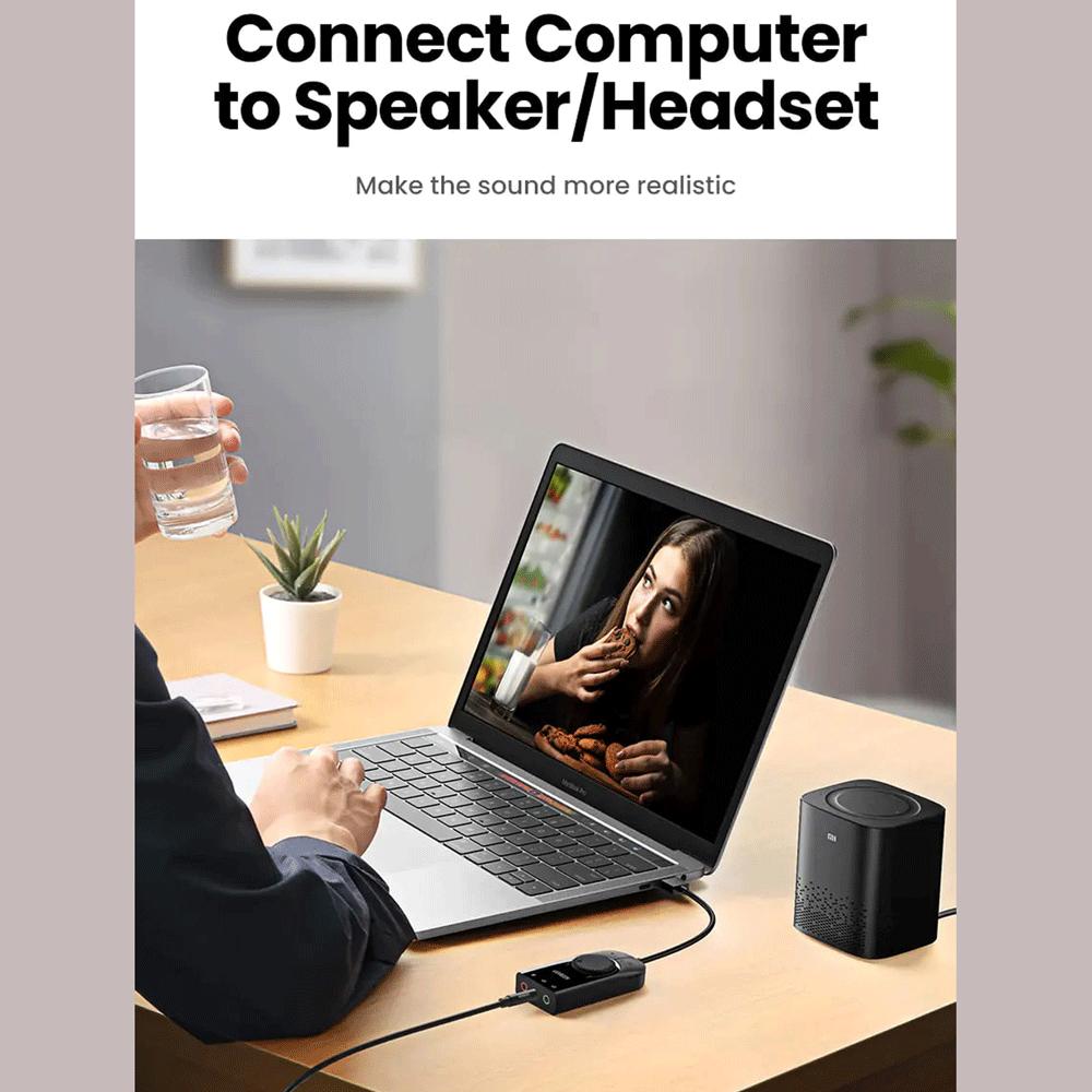 کارت صدا اکسترنال USB به جک 3.5 میلیمتر یوگرین با کابل 15 سانتیمتری CM129 40964