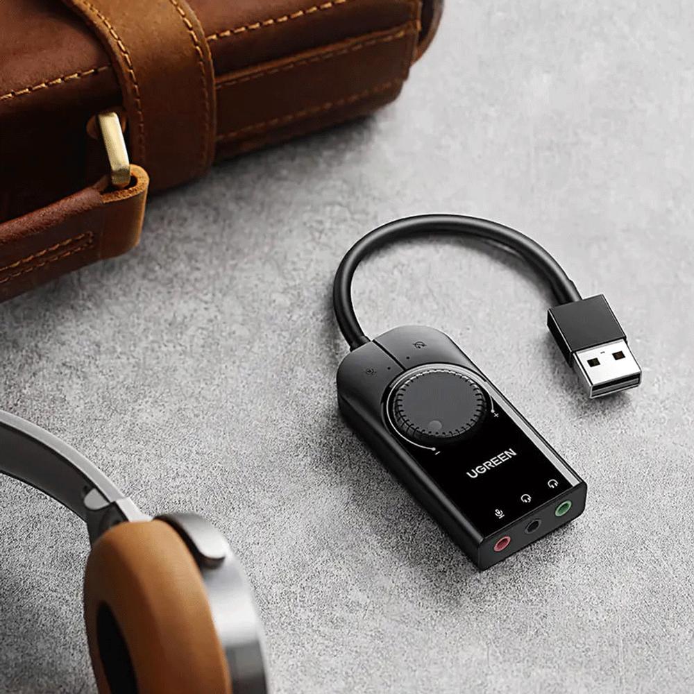 کارت صدا اکسترنال USB به جک 3.5 میلیمتر یوگرین با کابل یک متری CM129 50599