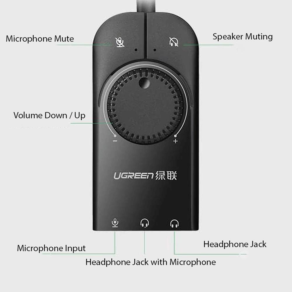 کارت صدا اکسترنال USB به جک 3.5 میلیمتر یوگرین با کابل یک متری CM129 50599