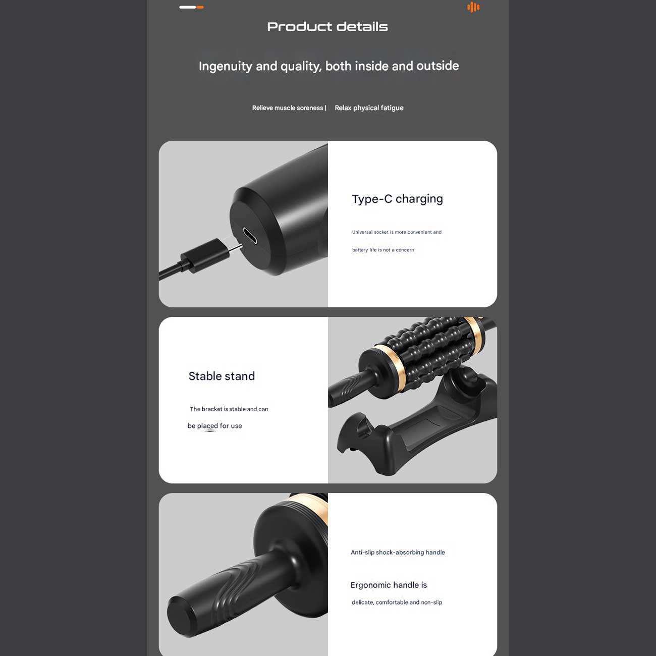 ماساژور بدن غلتکی خانگی شارژی چندمنظوره KB-RM03