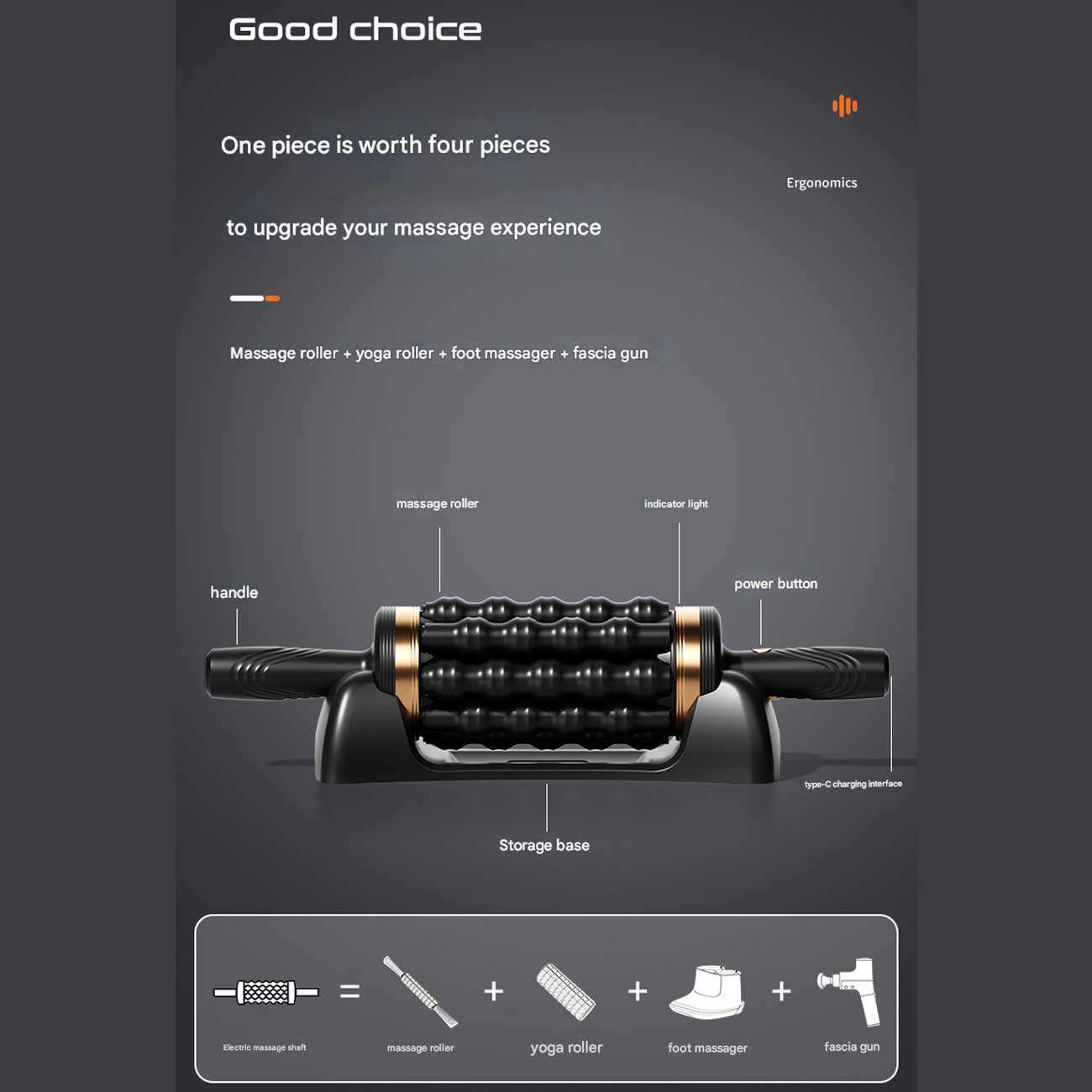 ماساژور بدن غلتکی خانگی شارژی چندمنظوره KB-RM03