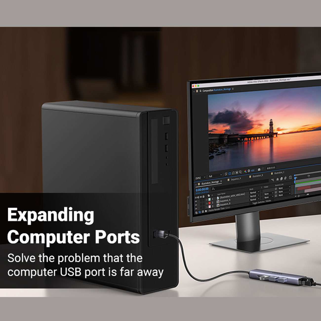 هاب یو اس بی 5 پورت یوگرین CM475 60554