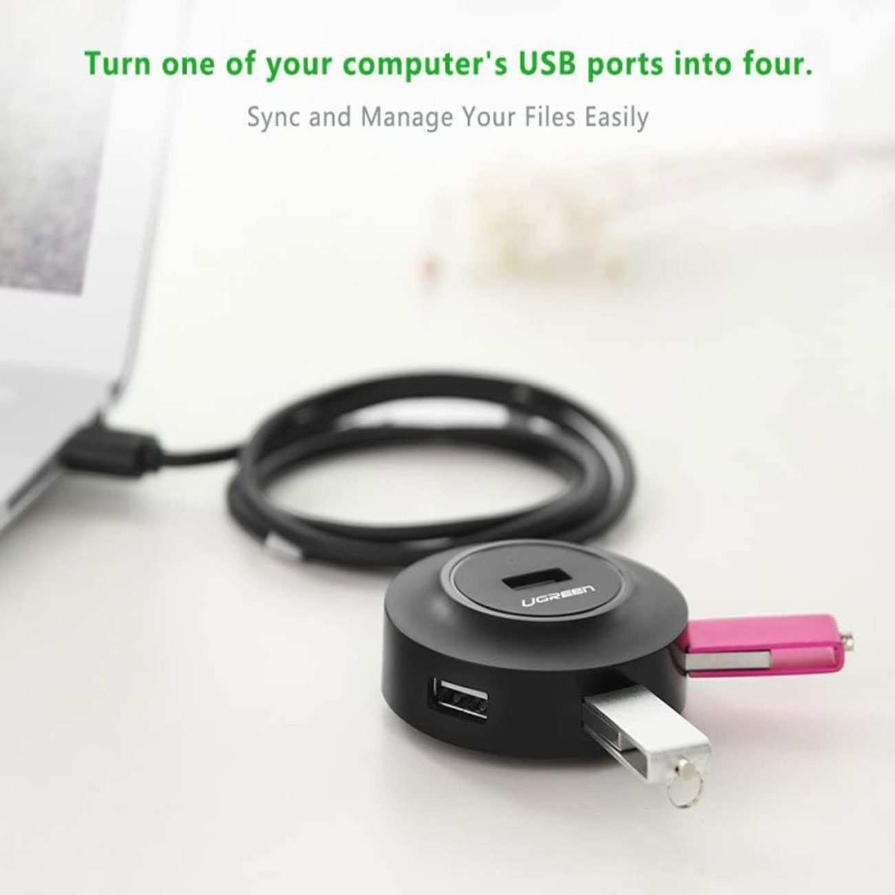 هاب یو اس بی 4 پورت یک متر یوگرین CR106