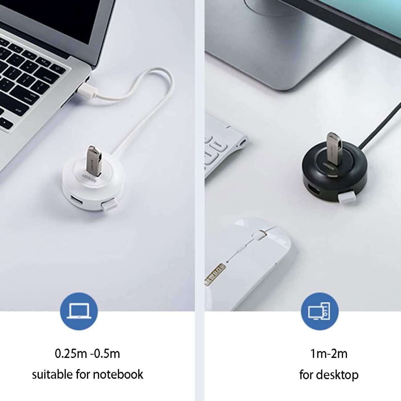 هاب یو اس بی 4 پورت یک متر یوگرین CR106