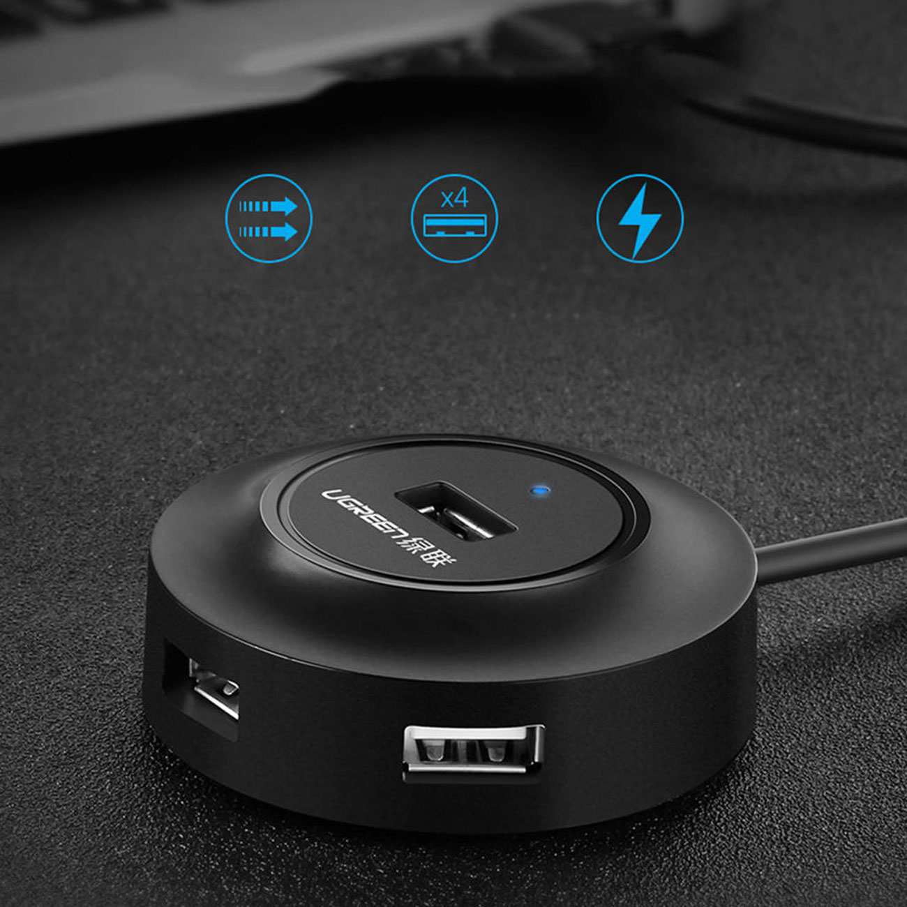 هاب یو اس بی 4 پورت یک متر یوگرین CR106