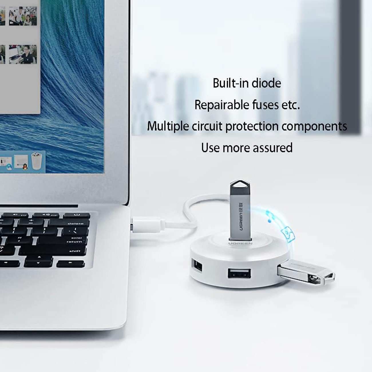 هاب یو اس بی 4 پورت یک متر یوگرین CR106