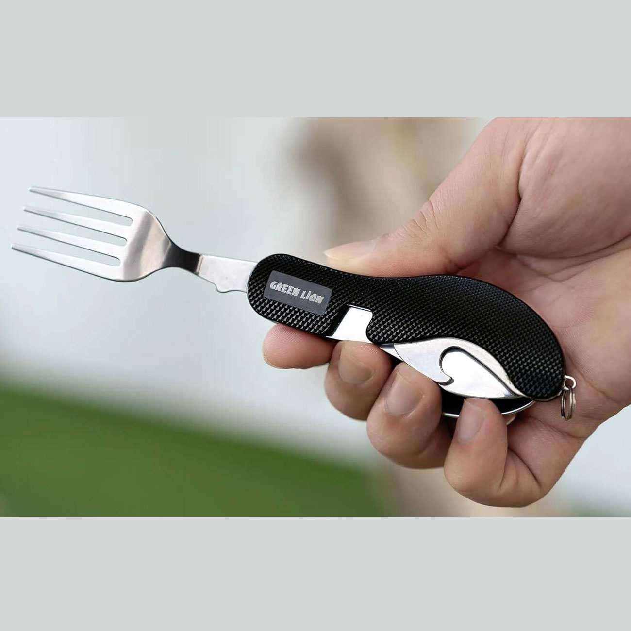 ست قاشق، چنگال، کارد و دربازکن بطری مسافرتی و کمپینگ گرین لاین GN-4IN1CSETBK