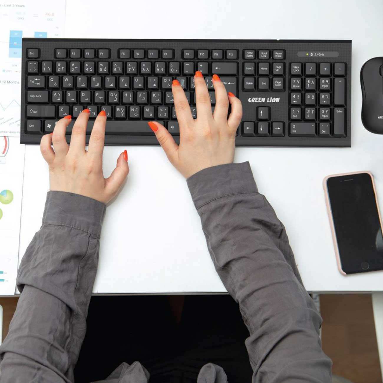 ست کیبورد و موس بیسیم گرینلاین GNWS24GKEYMBK