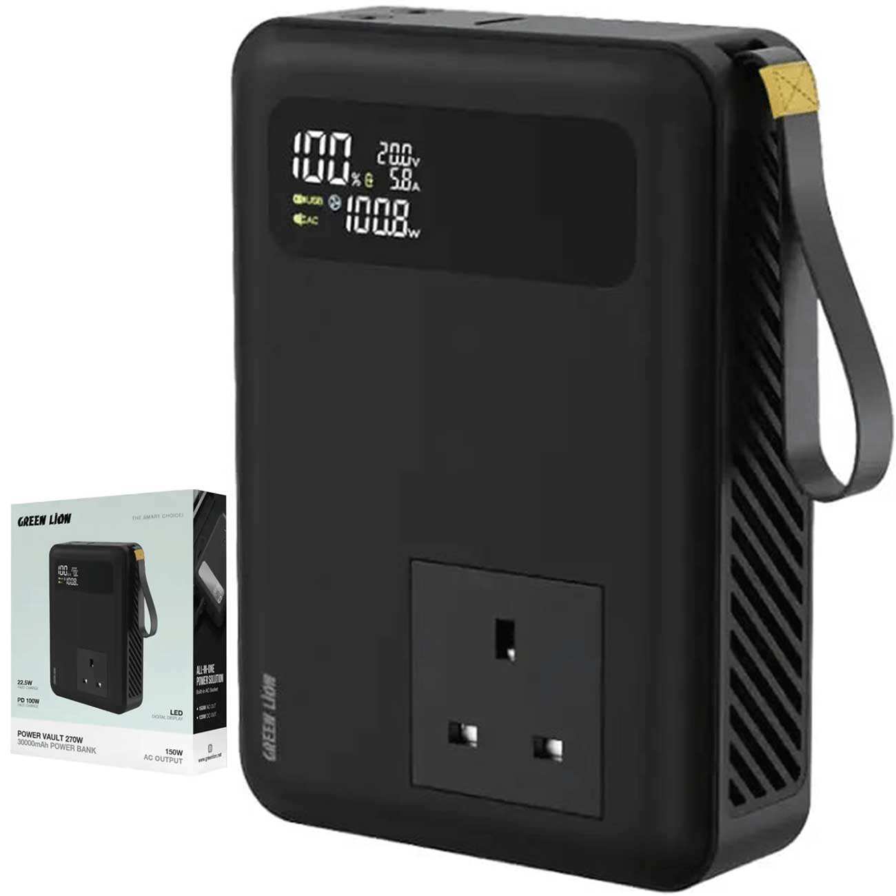 پاوربانک 30000 شارژ سریع 270 وات Type-C و USB گرینلاین GNPVU270W30BK