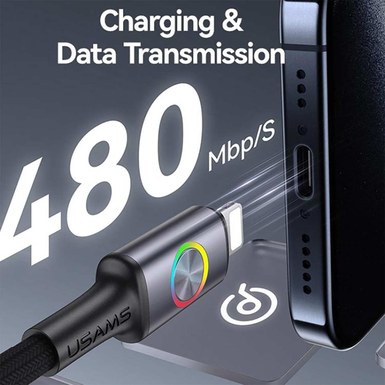 کابل آیفونی فست شارژ Type-C به لایتنینگ 30 وات 1.2 متری یوسامز SJ753