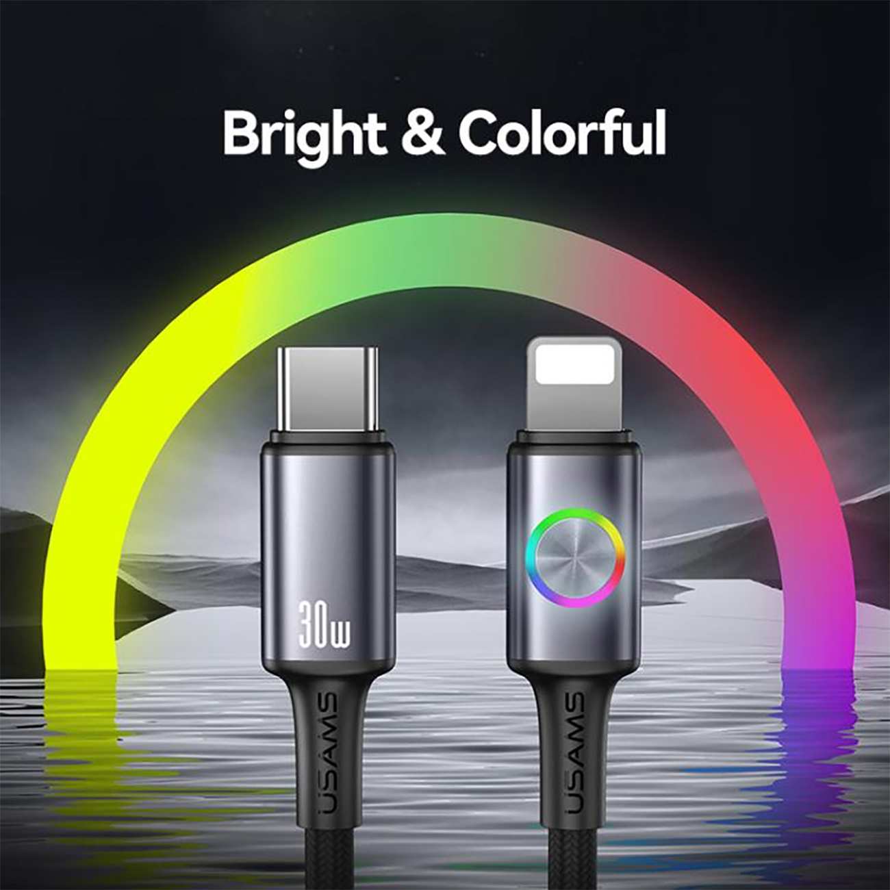 کابل آیفونی فست شارژ Type-C به لایتنینگ 30 وات 1.2 متری یوسامز SJ753