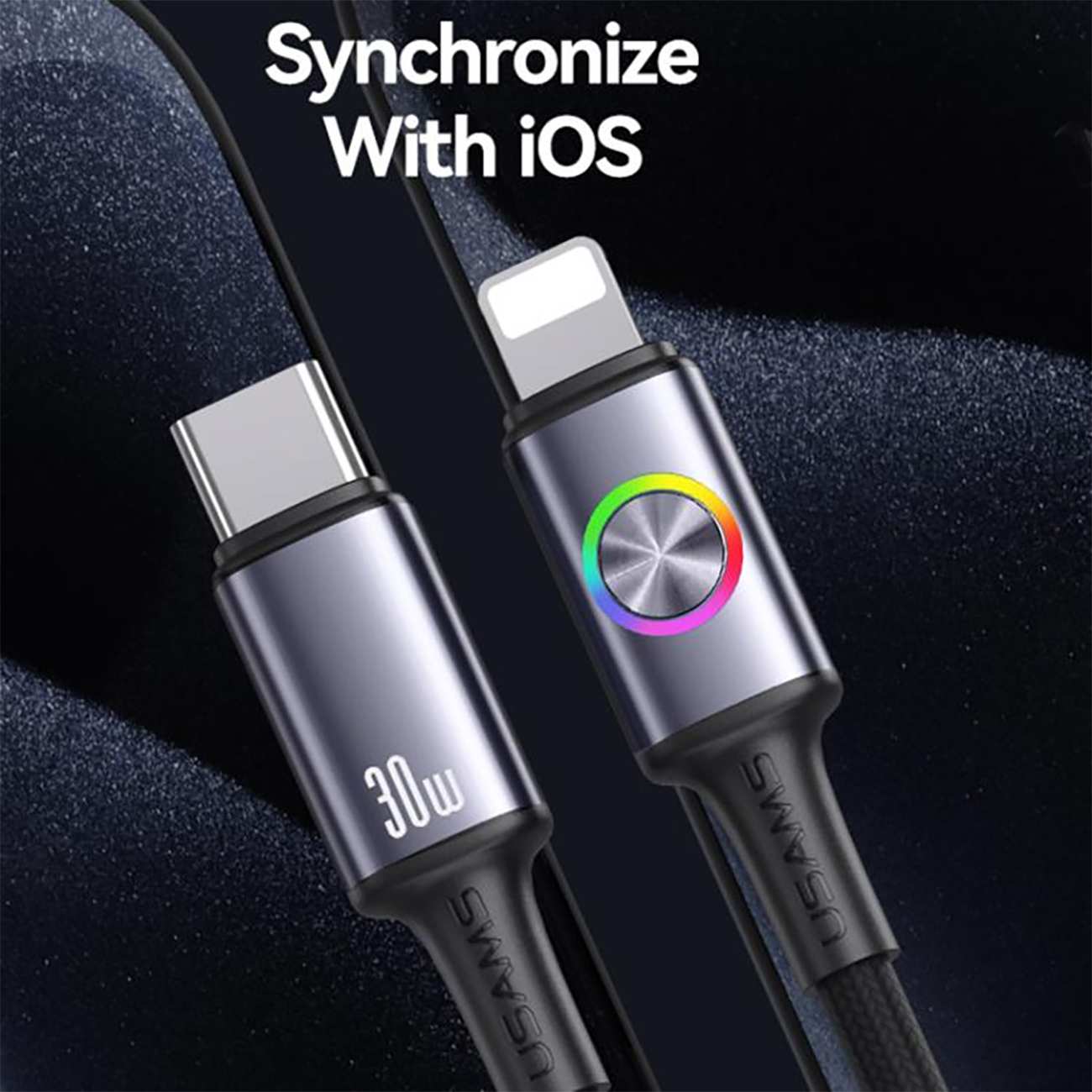 کابل آیفونی فست شارژ Type-C به لایتنینگ 30 وات 1.2 متری یوسامز SJ753