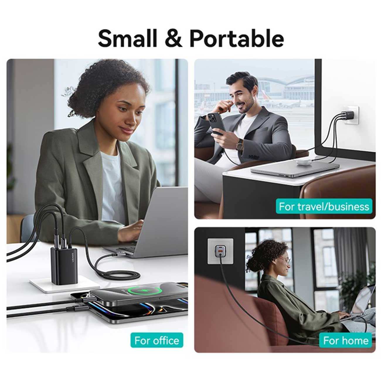 شارژر دیواری تایپ سی 65 وات با کابل شارژ تایپ سی یوسامز CC266 PD65W