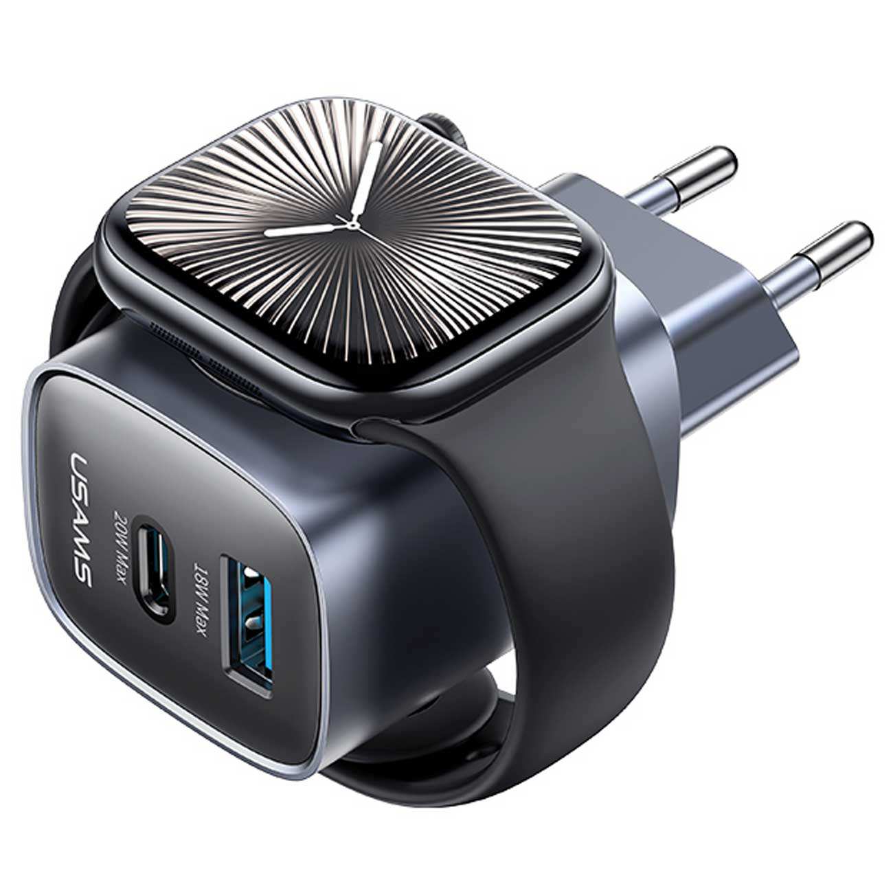 شارژر دیواری تایپ سی 20 وات و یو اس بی 18 وات و شارژر اپلواچ یوسامز CC293 T67