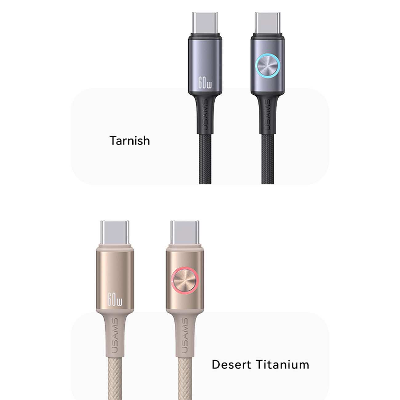 کابل فست شارژ تایپ سی به تایپ سی 60 وات 1.2 متری یوسامز SJ752