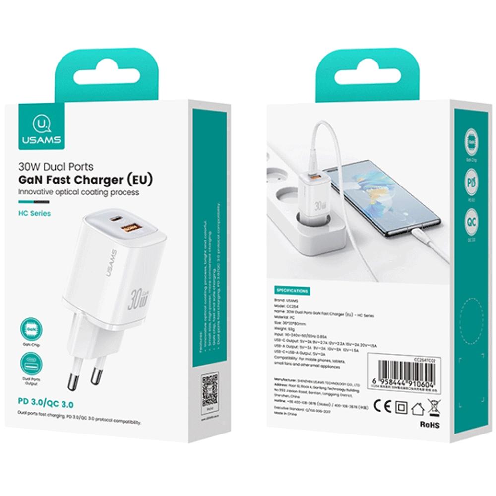 شارژر دیواری تایپ سی و یو اس بی 30 وات یوسامز CC254