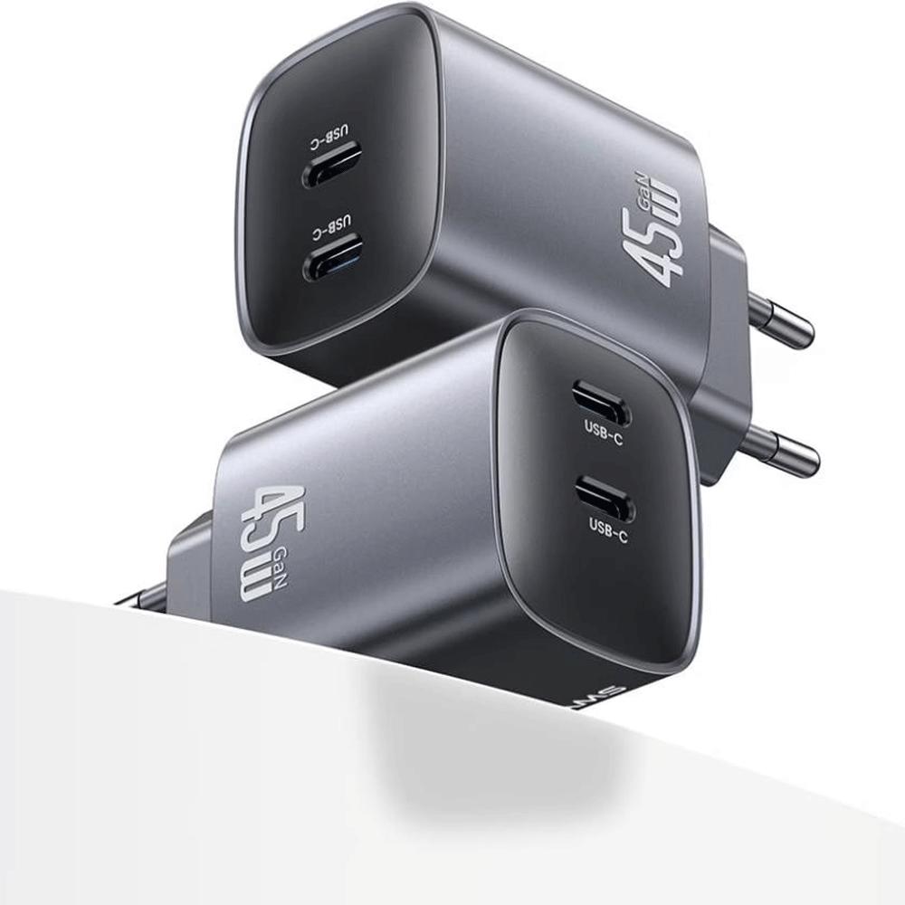 شارژر دیواری فست دو پورت تایپ سی 45 وات یوسامز CC305 T66