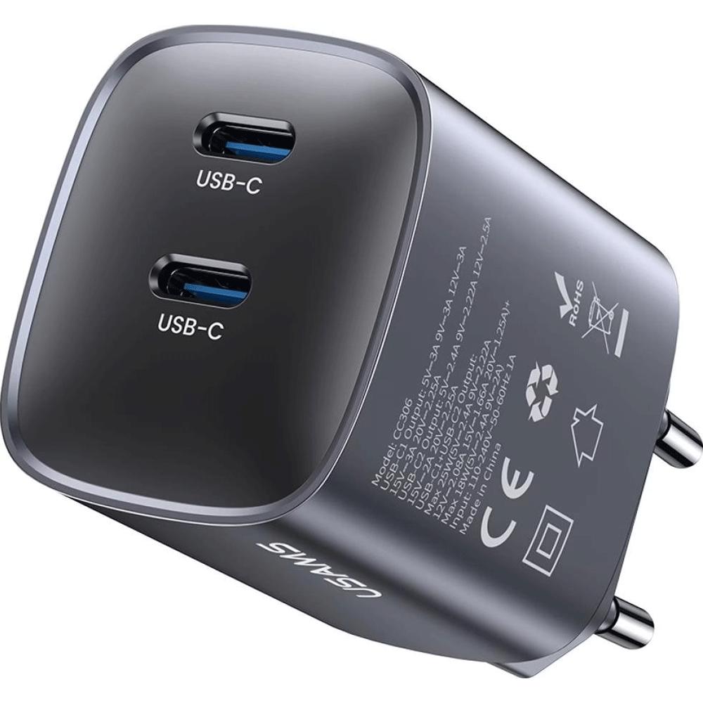 شارژر دیواری فست دو پورت تایپ سی 45 وات یوسامز CC305 T66
