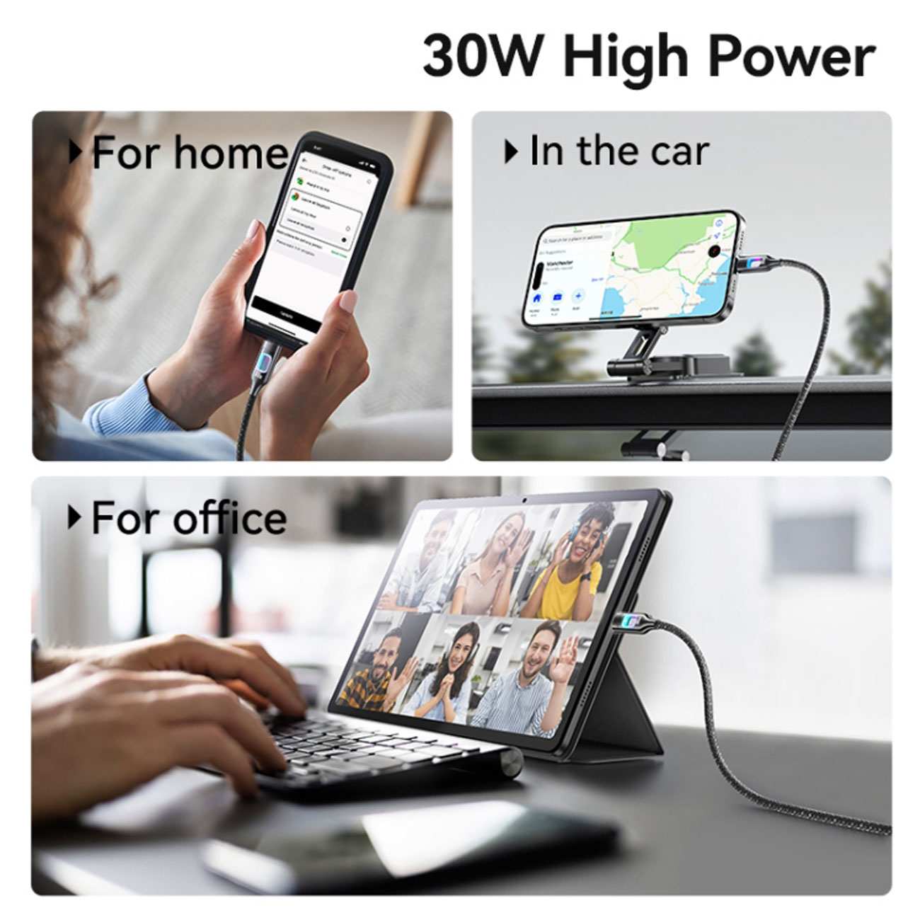 کابل آیفونی فست شارژ تایپ سی به لایتنینگ 30 وات 1.2 متری یوسامز SJ749