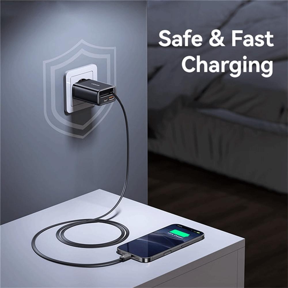 شارژر دیواری 30 وات Type-C و USB یوسامز با کابل تایپ سی CC296