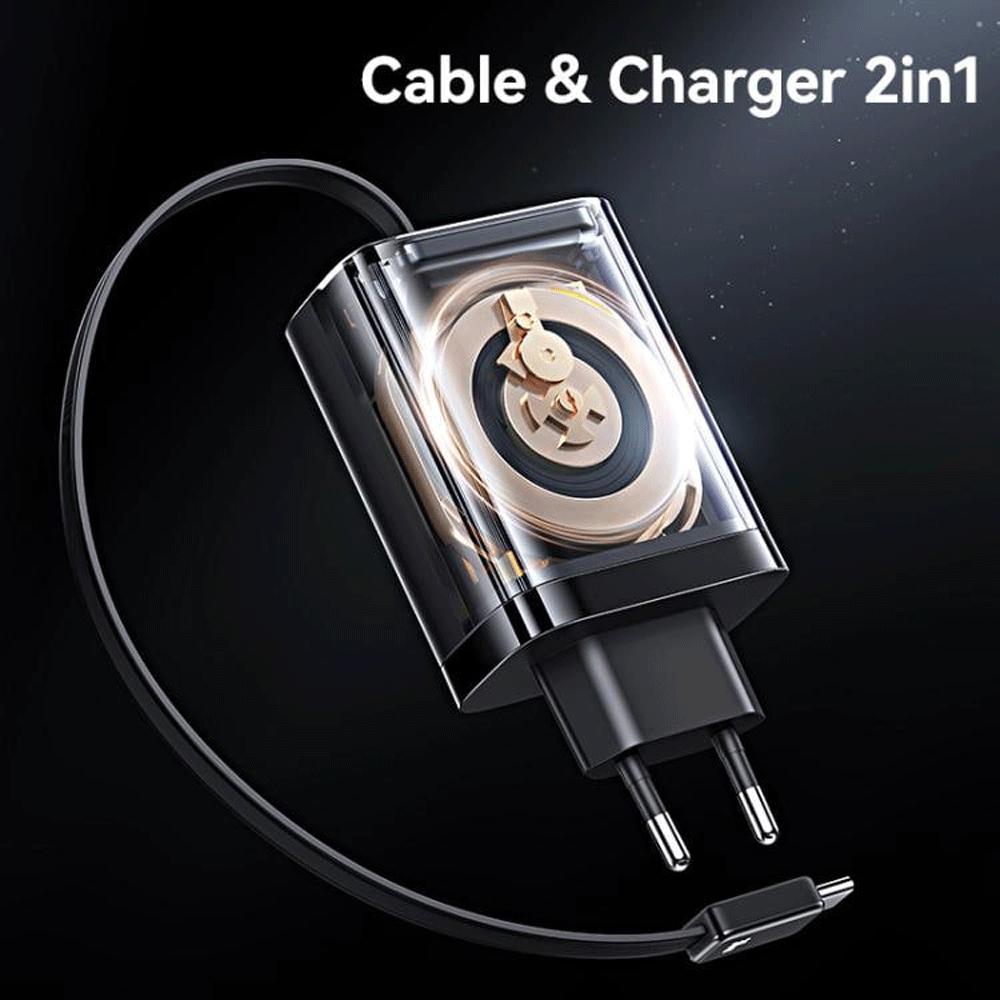 شارژر دیواری 30 وات Type-C و USB یوسامز با کابل تایپ سی CC296