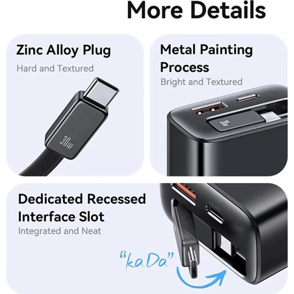 شارژر دیواری 30 وات Type-C و USB یوسامز با کابل تایپ سی CC296