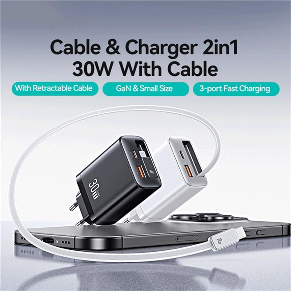 شارژر دیواری 30 وات Type-C و USB یوسامز با کابل تایپ سی CC296