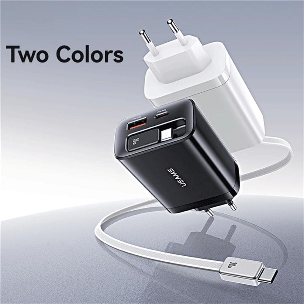 شارژر دیواری 30 وات Type-C و USB یوسامز با کابل تایپ سی CC296