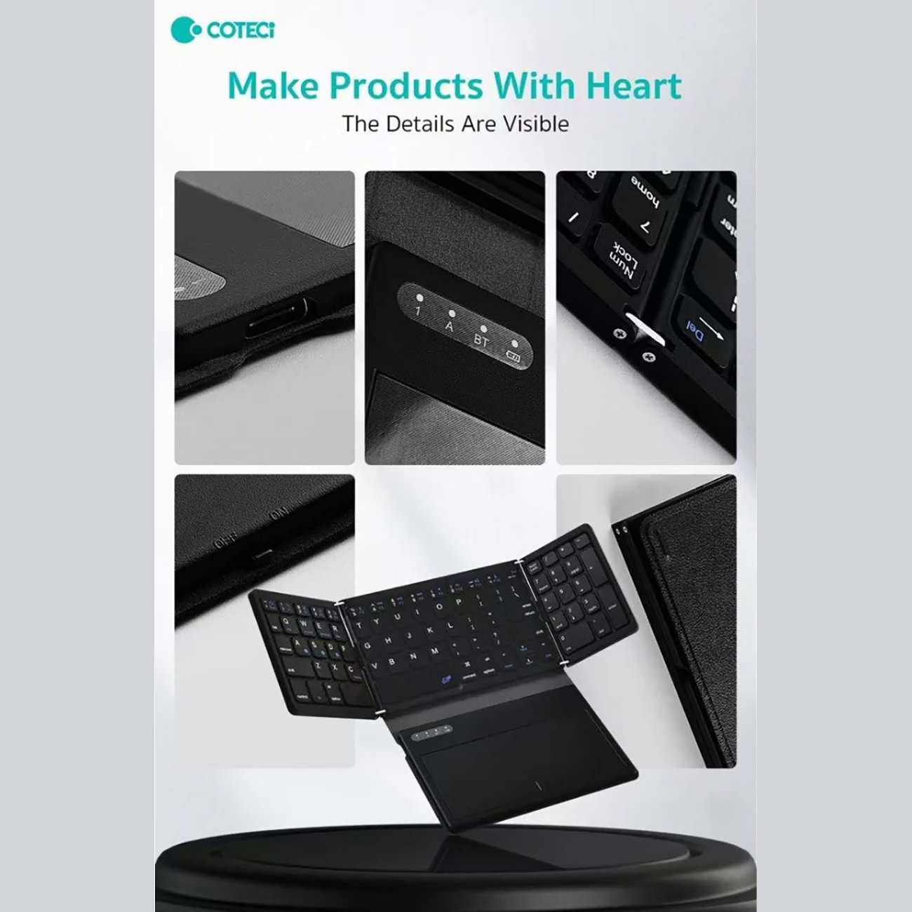 کیبورد بیسیم تاشو شارژی با تاچ پد کوتسی OF-032