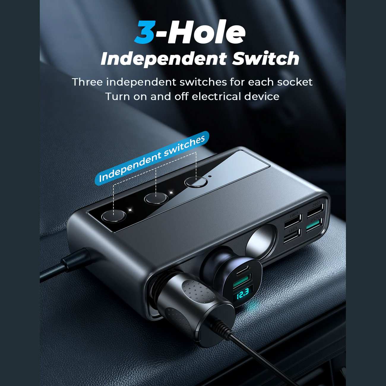 شارژر فندکی فست شارژ ماشین 210 وات تایپسی و یواسبی جویرم JR-CL06