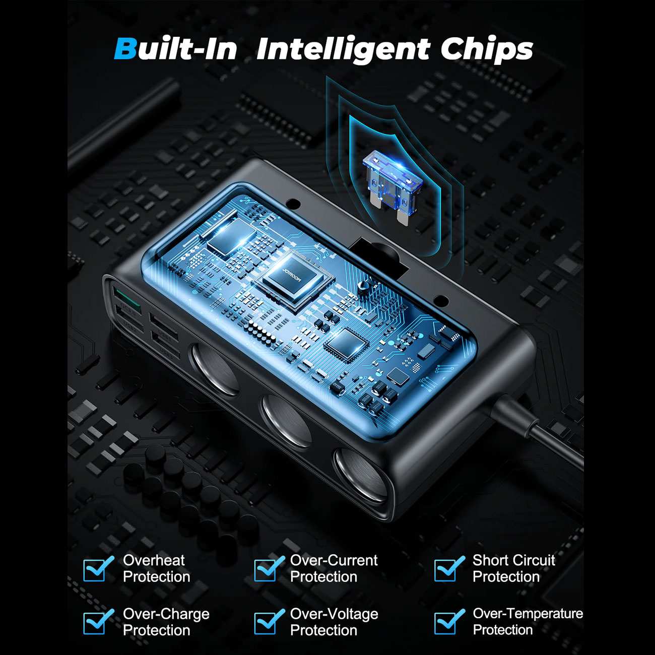 شارژر فندکی فست شارژ ماشین 210 وات تایپسی و یواسبی جویرم JR-CL06