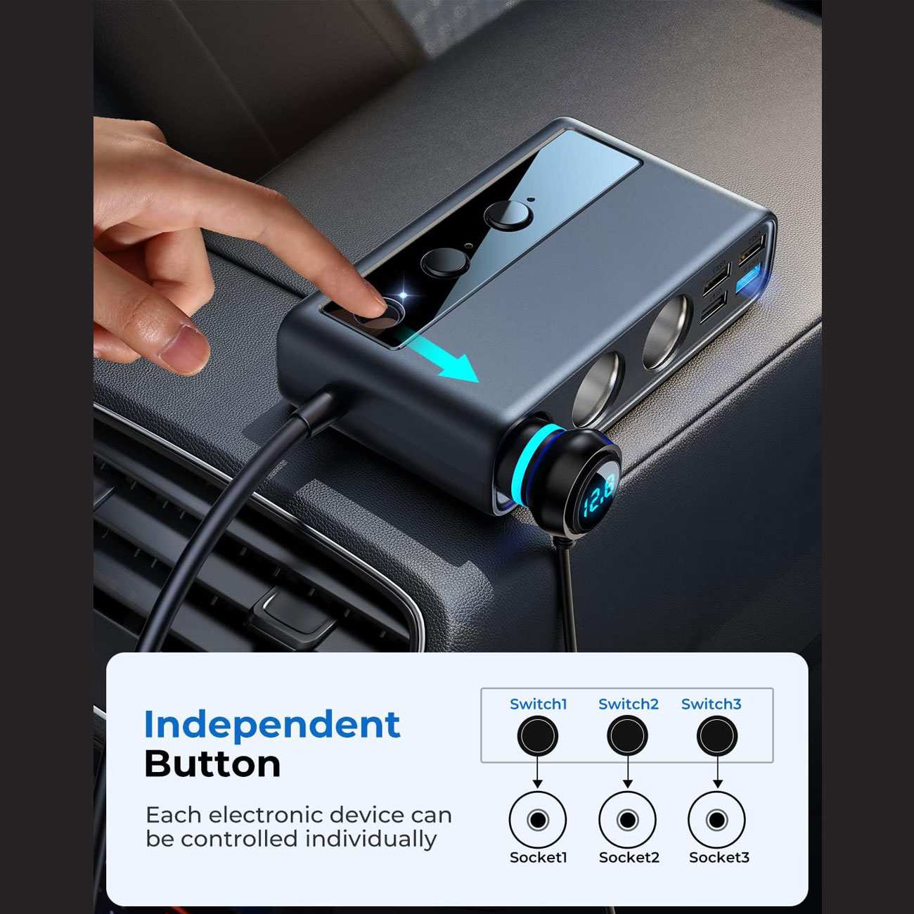 شارژر فندکی فست شارژ ماشین 210 وات تایپسی و یواسبی جویرم JR-CL06