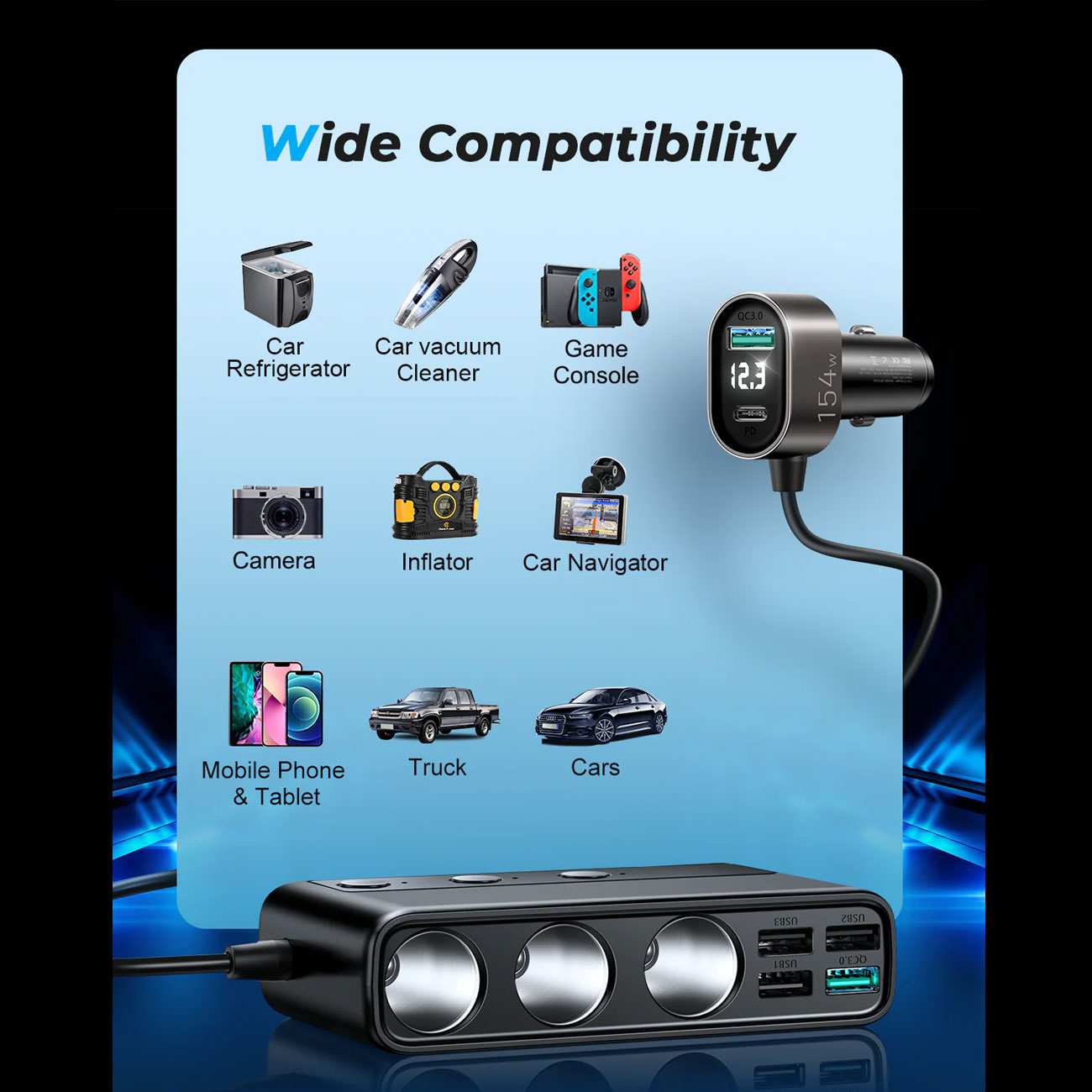 شارژر فندکی فست شارژ ماشین 210 وات تایپسی و یواسبی جویرم JR-CL06