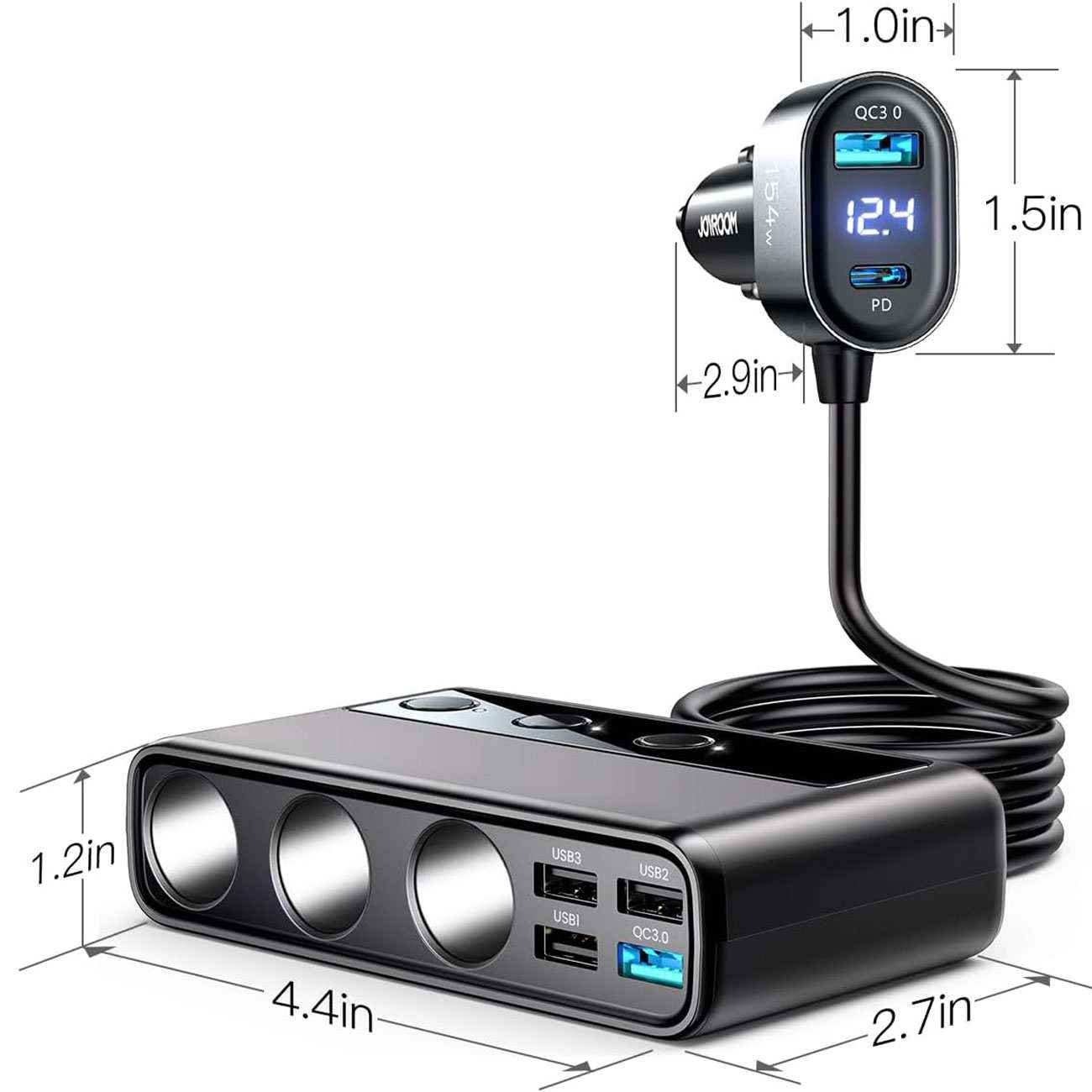 شارژر فندکی فست شارژ ماشین 210 وات تایپسی و یواسبی جویرم JR-CL06