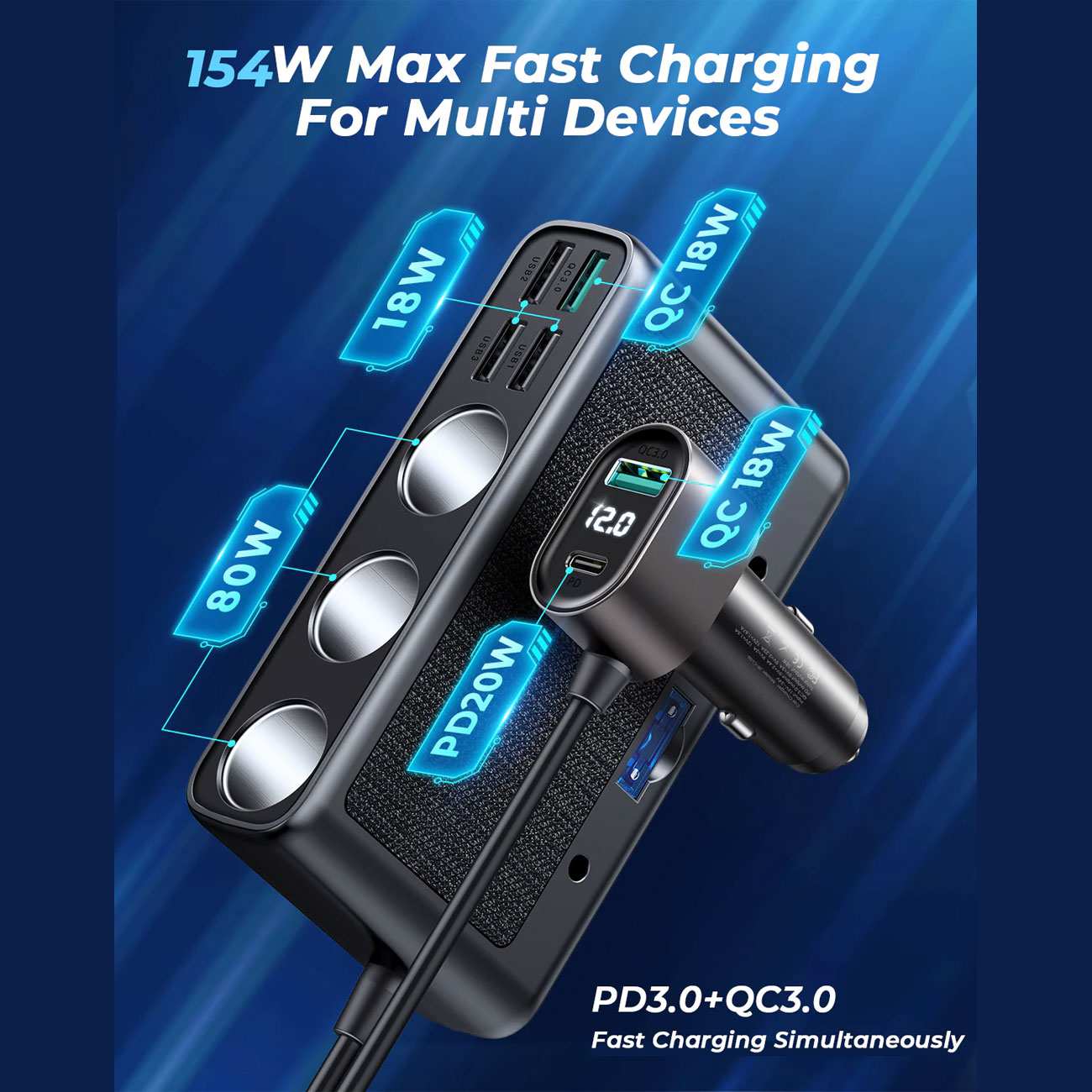 شارژر فندکی فست شارژ ماشین 210 وات تایپسی و یواسبی جویرم JR-CL06