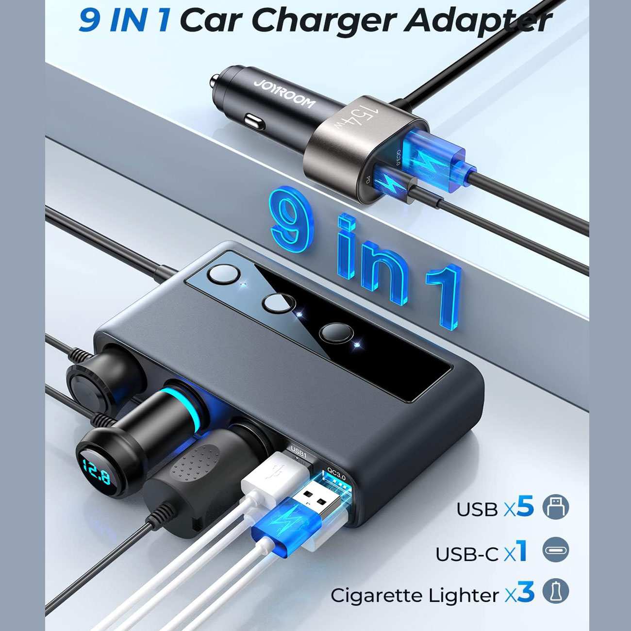 شارژر فندکی فست شارژ ماشین 210 وات تایپسی و یواسبی جویرم JR-CL06