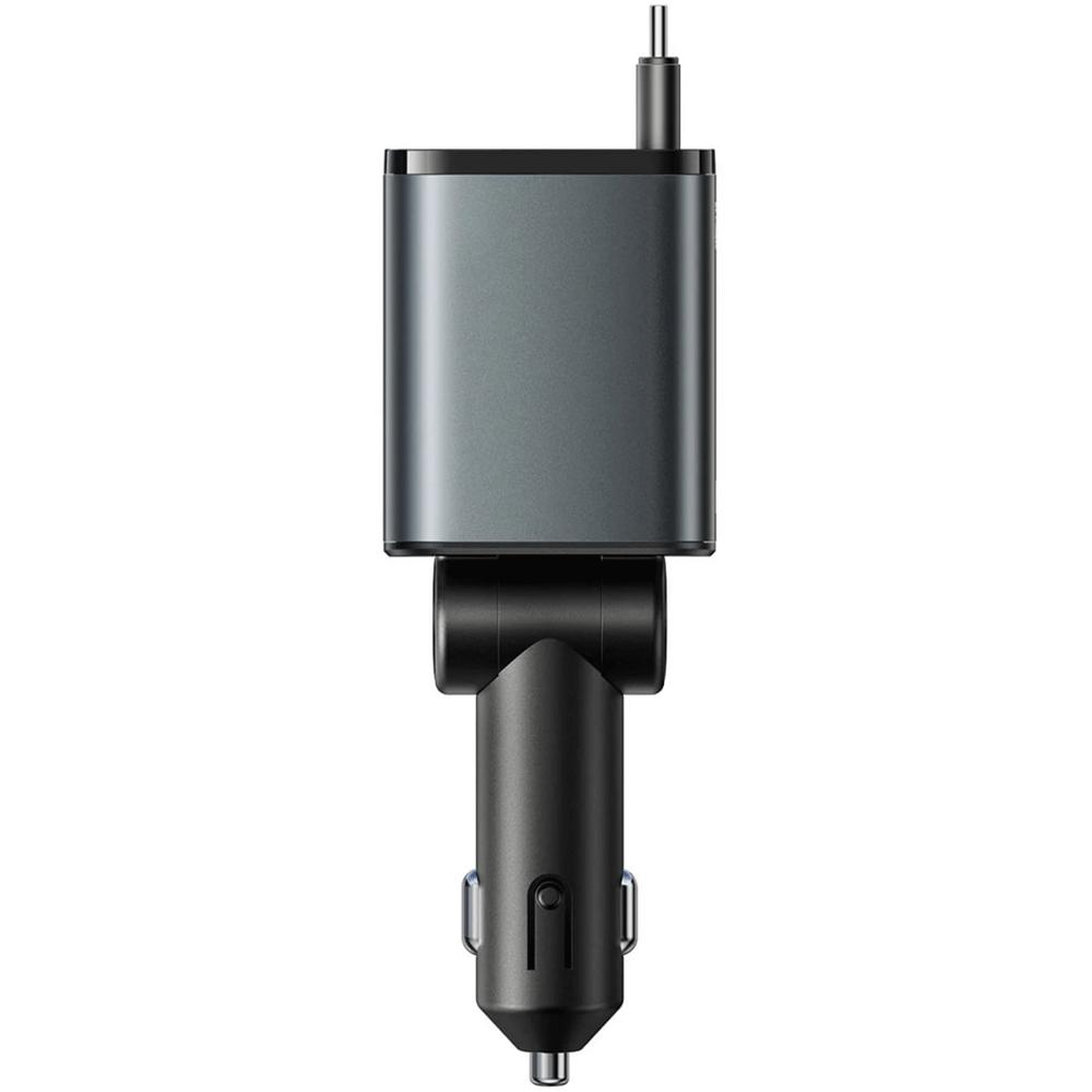 شارژر فندکی فست شارژ ماشین Type-C و یواسبی 30 وات با کابل جمع شونده جویروم JR-CCL07