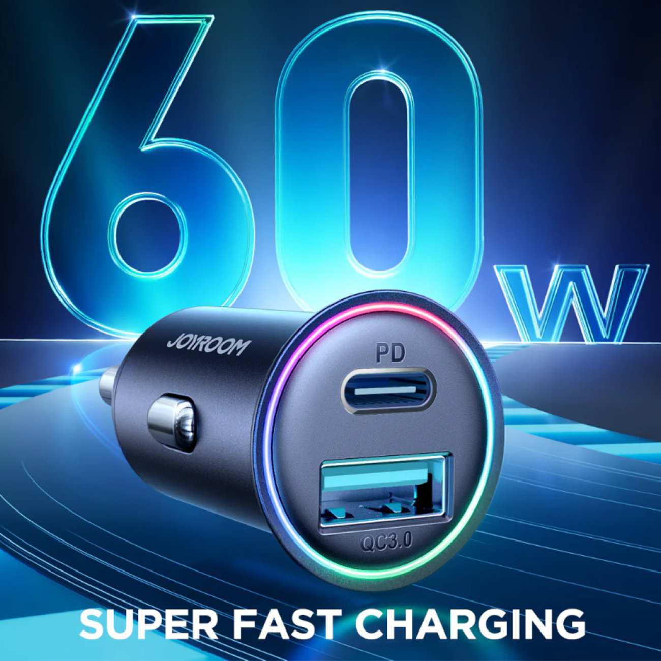 شارژر فندکی فست شارژ ماشین تایپسی و یواسبی 60 وات جویروم JR-CCN04