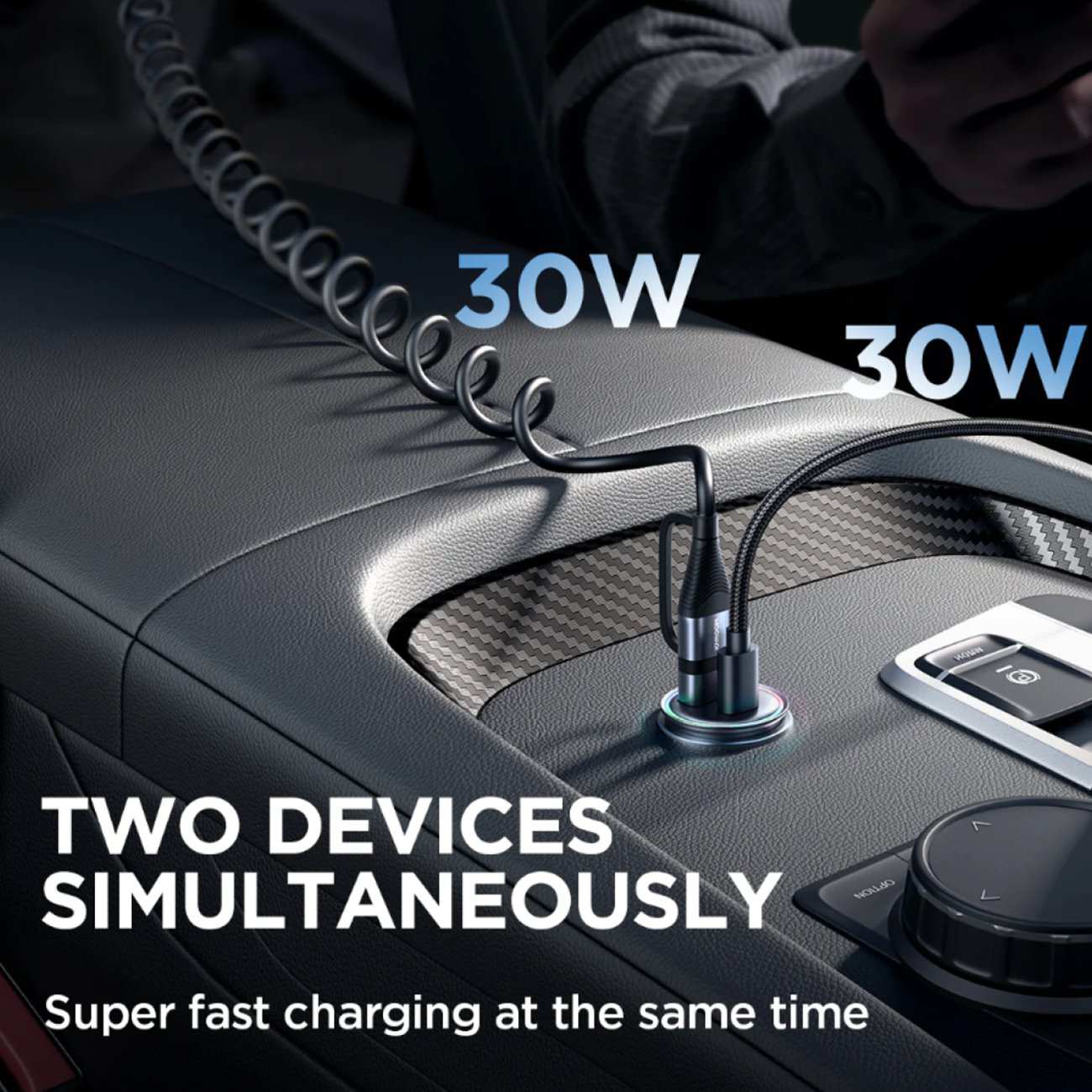 شارژر فندکی فست شارژ ماشین تایپسی و یواسبی 60 وات جویروم JR-CCN04