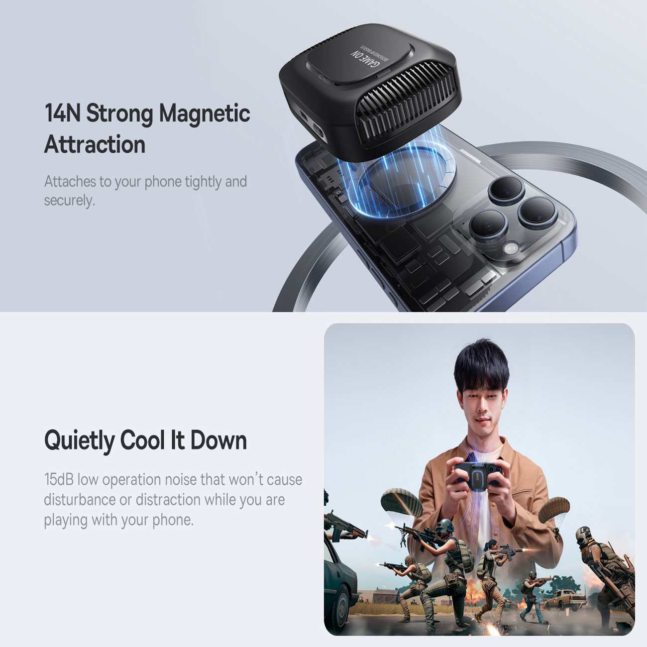 فن خنک کننده و شارژر وایرلس گوشی موبایل بیسوس BS-PS036