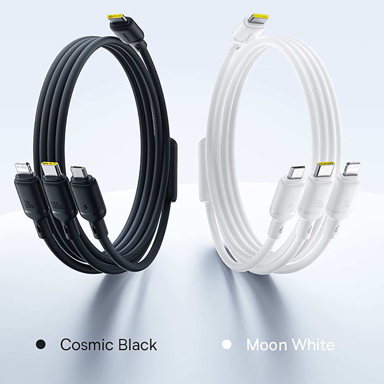 کابل شارژ چندکاره سه سر تایپ سی به تایپ سی، لایتنینگ و میکرو یو اس بی 100 وات 5 آمپر 1.5 متری بیسوس CB000166