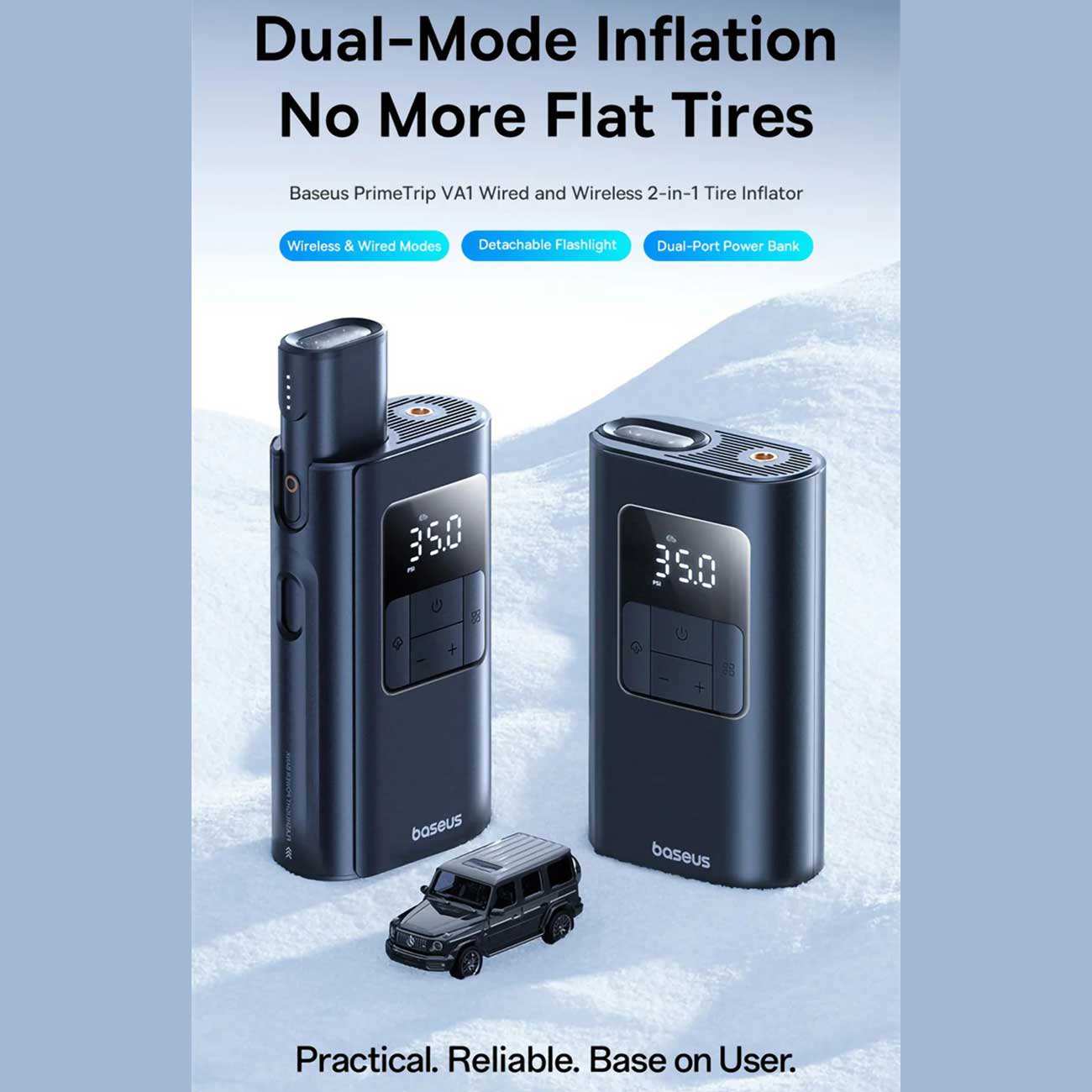 پمپ باد شارژی، چراغ قوه و پاوربانک بیسوس VA1 BS-CG034