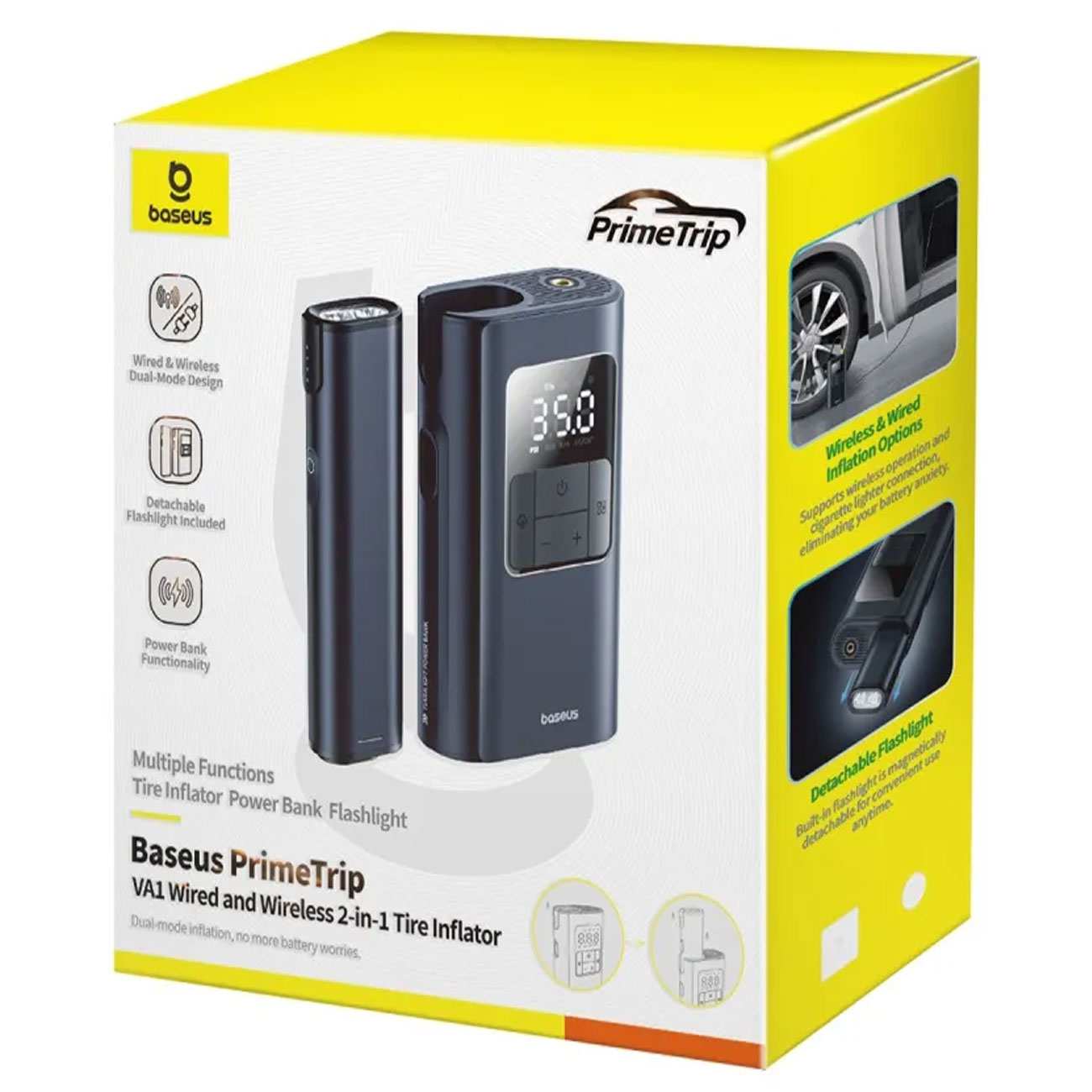 پمپ باد شارژی، چراغ قوه و پاوربانک بیسوس VA1 BS-CG034