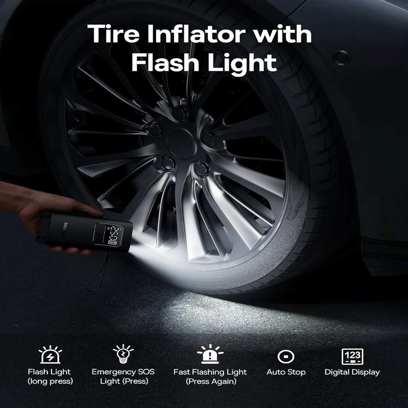 پمپ باد شارژی، چراغ قوه و پاوربانک بیسوس VA1 BS-CG034